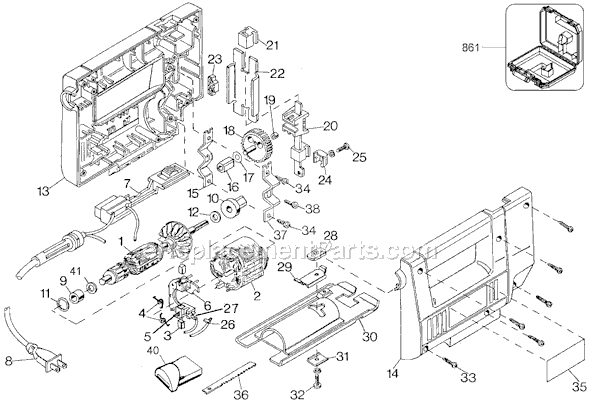 Page A Diagram and Parts List for 7548 Type 1 Black and Decker Jig Saw